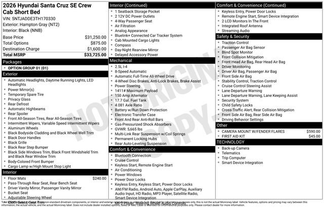 New 2026 Hyundai Santa Cruz SE AWD/4WD image 43