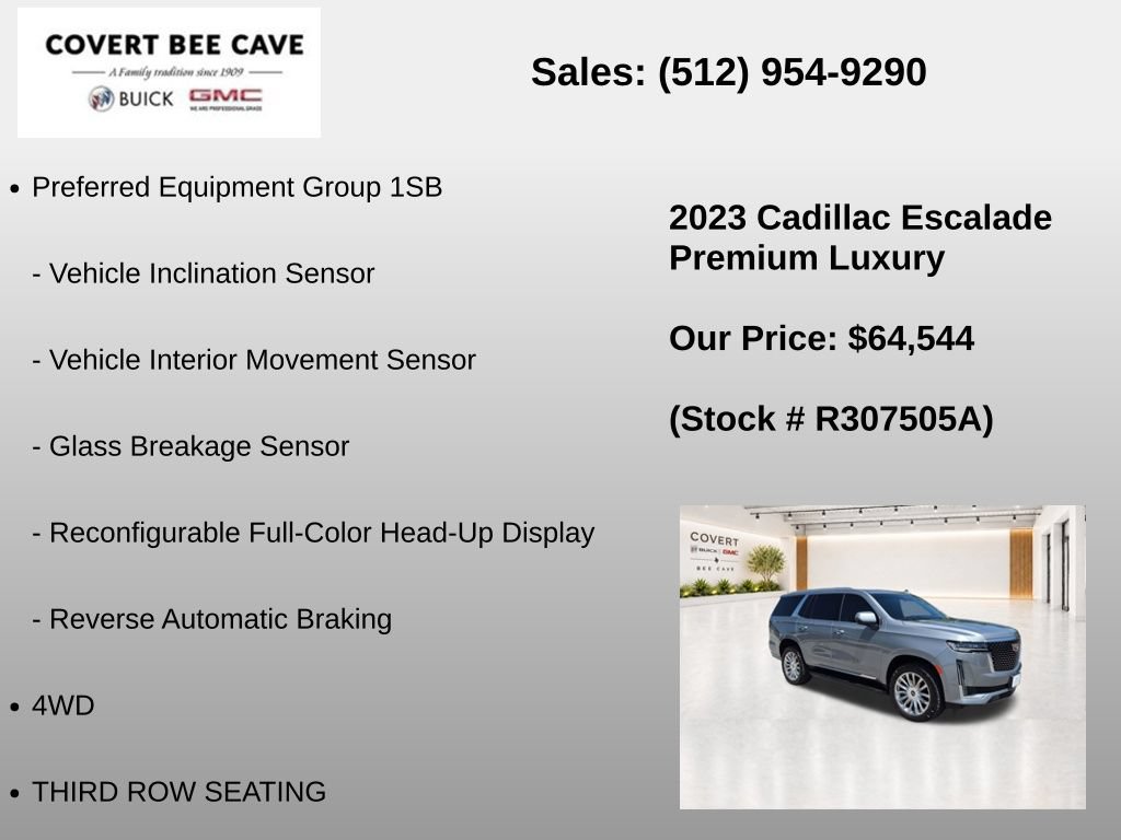 Used 2023 Cadillac Escalade Premium Luxury w/ LPO, Floor Liner Package AWD/4WD image 19