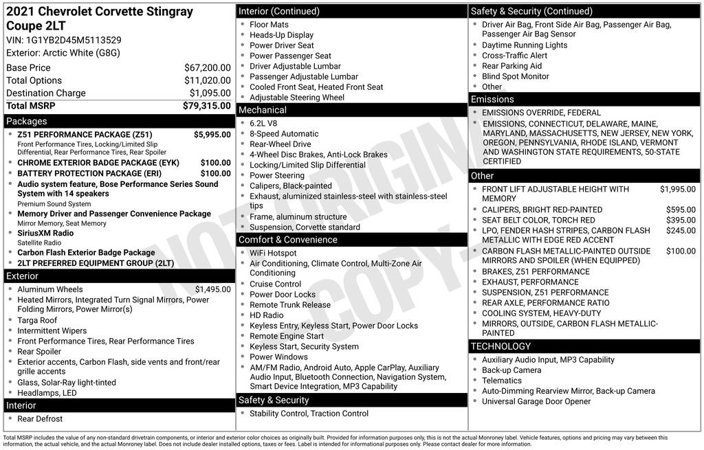 Used 2021 Chevrolet Corvette Stingray Preferred Cpe w/ Z51 Performance Package image 27