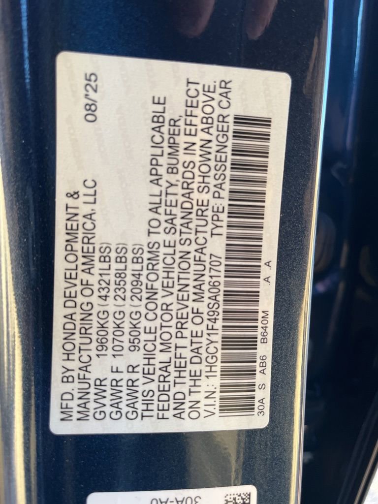 Certified 2025 Honda Accord SE image 10