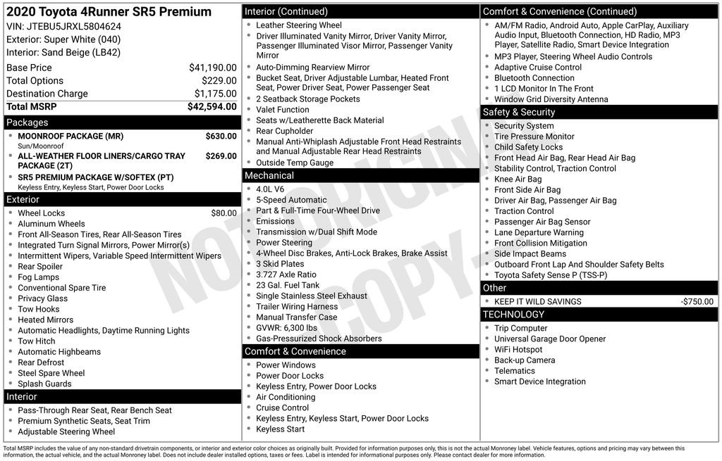 Used 2020 Toyota 4Runner SR5 Premium w/ Moonroof Package image 5