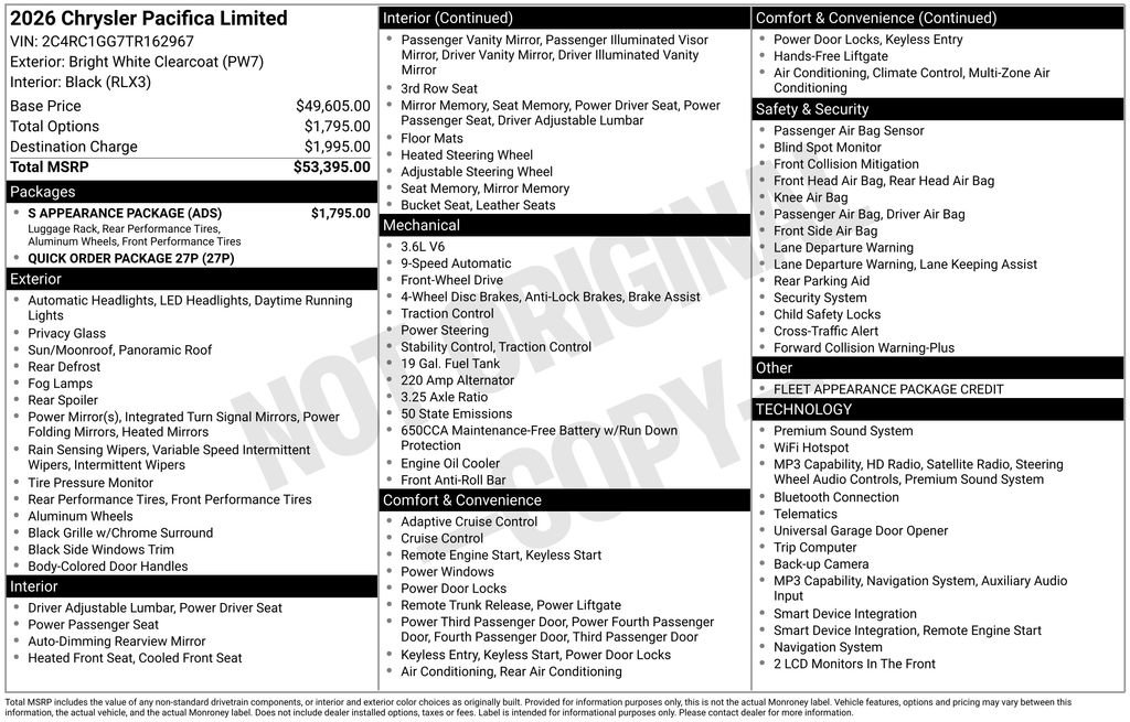 Used 2026 Chrysler Pacifica Limited w/ S Appearance Package FWD image 26