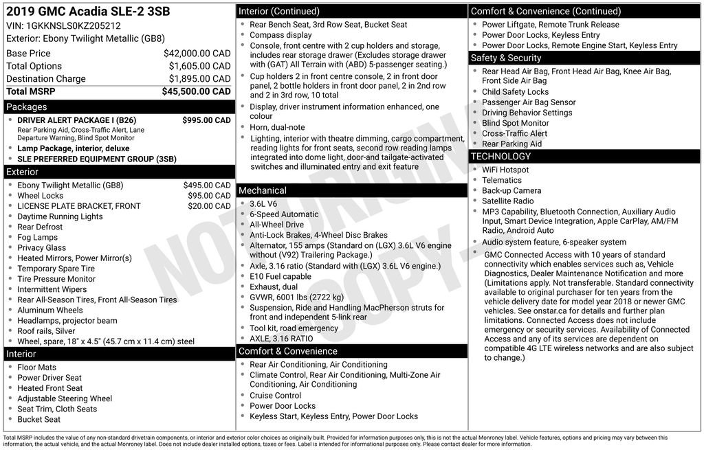 Used 2019 GMC Acadia SLE w/ Driver Alert Package I AWD/4WD image 28
