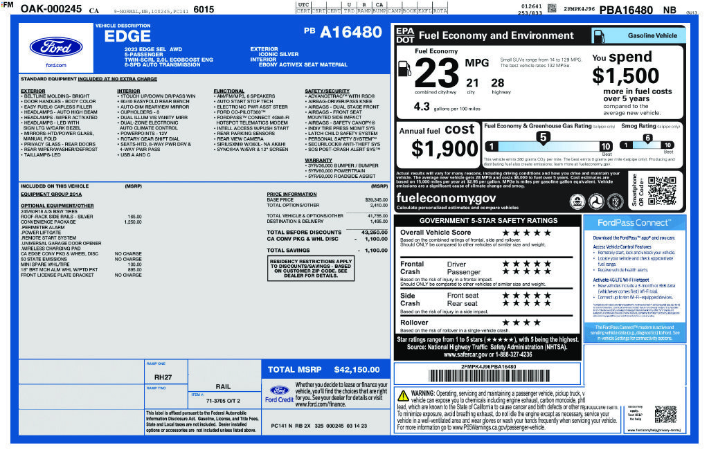Certified 2023 Ford Edge SEL w/ Convenience Package AWD/4WD image 6