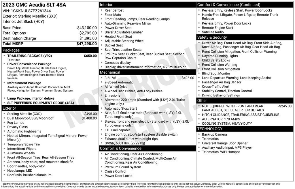 Used 2023 GMC Acadia SLT w/ Trailering Package image 44