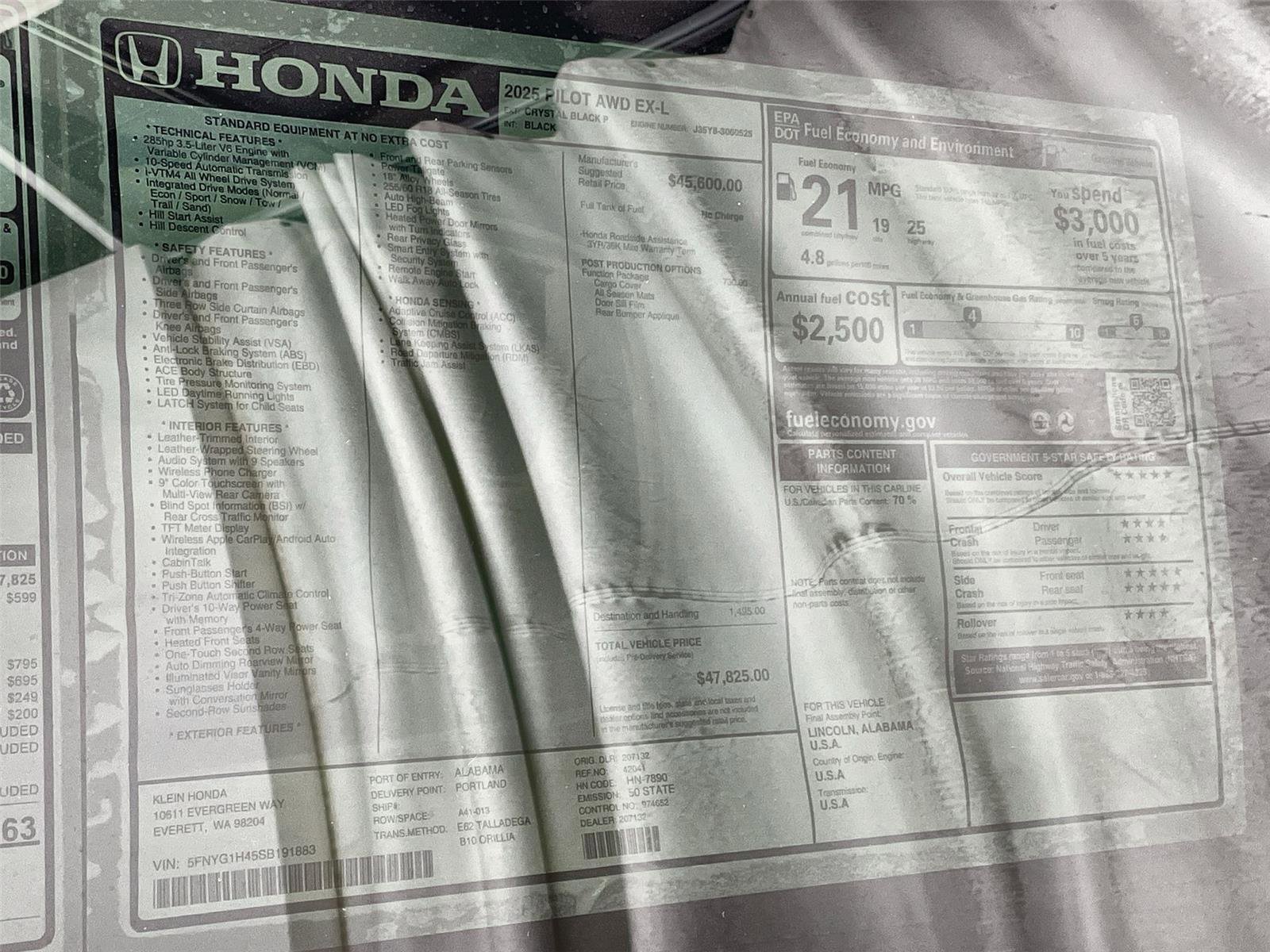 New 2025 Honda Pilot EX-L image 33