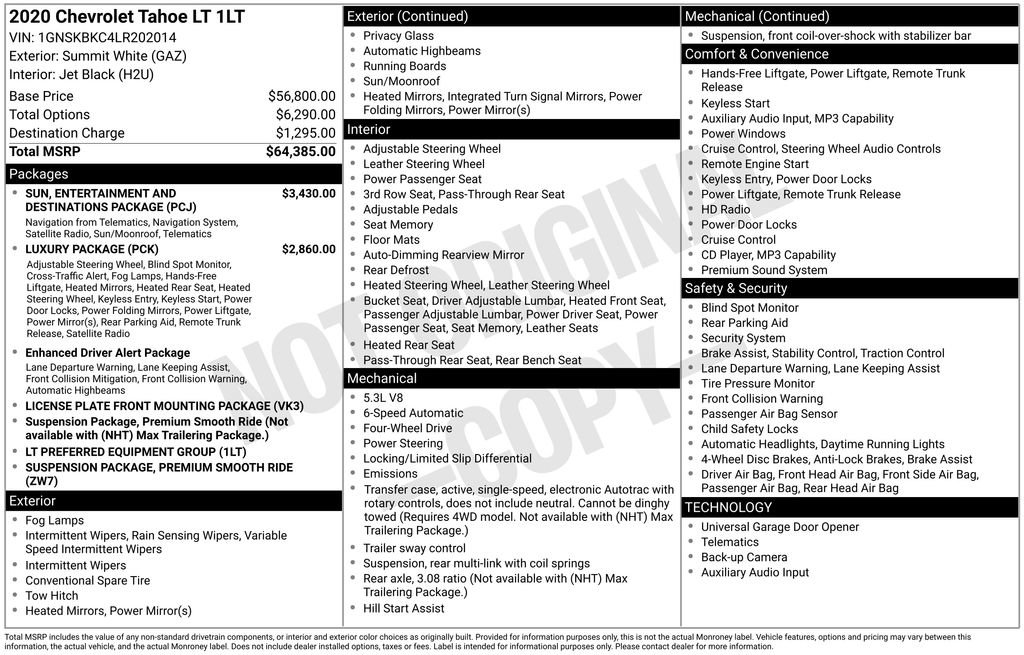 Used 2020 Chevrolet Tahoe LT AWD/4WD image 5