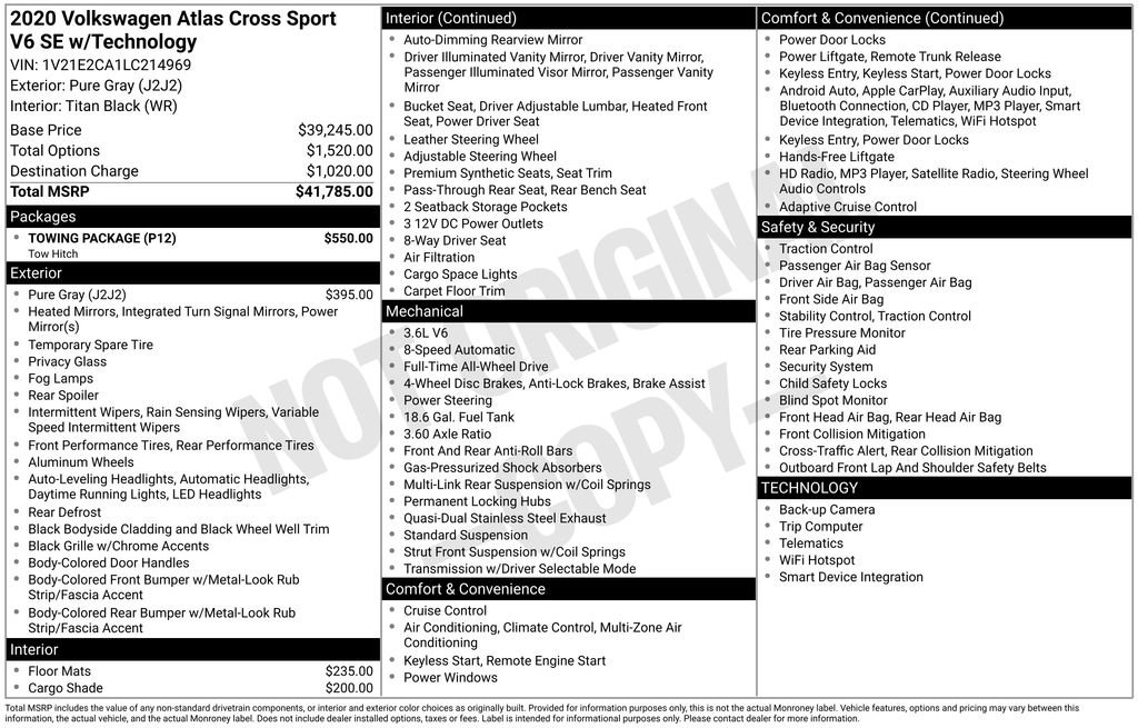 Used 2020 Volkswagen Atlas Cross Sport SE w/ Towing Package image 3