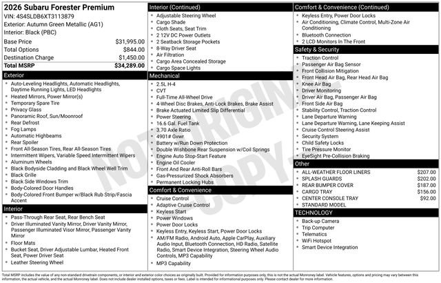 New 2026 Subaru Forester Premium AWD/4WD image 5