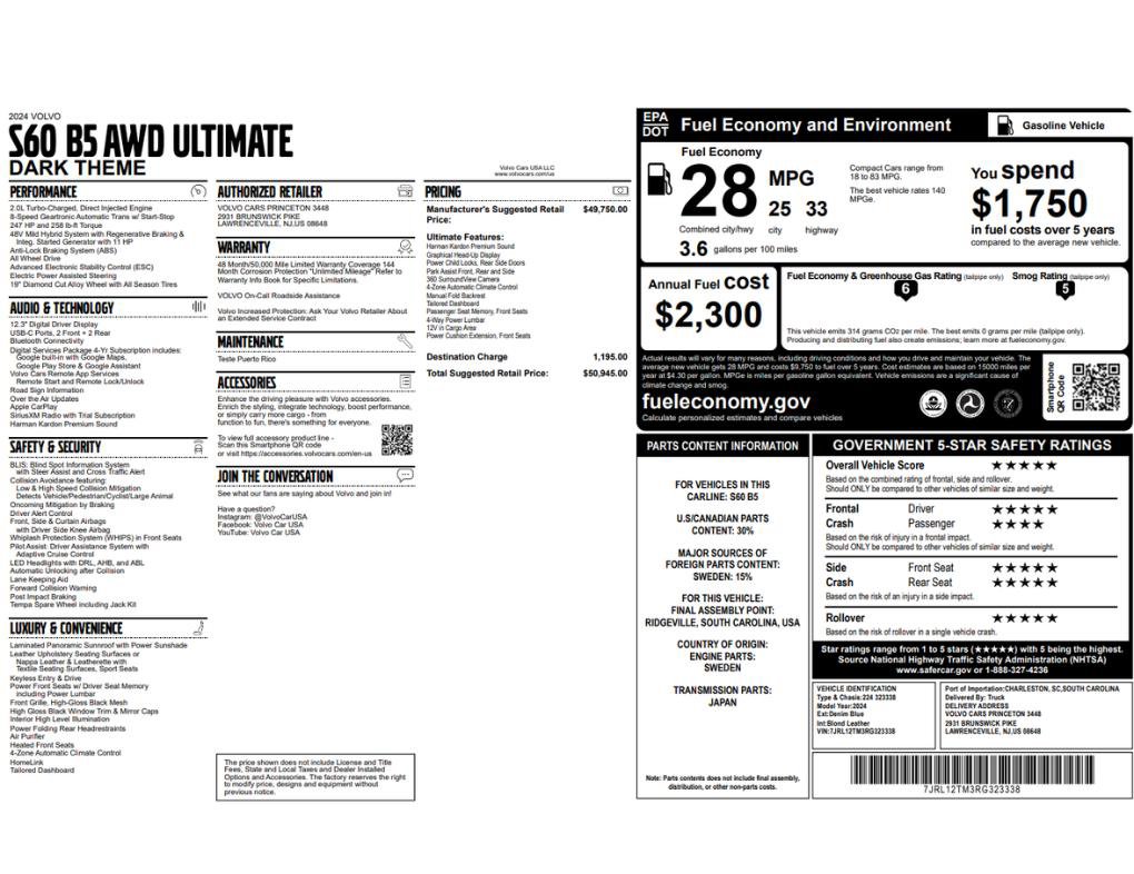 Used 2024 Volvo S60 B5 Ultimate image 2