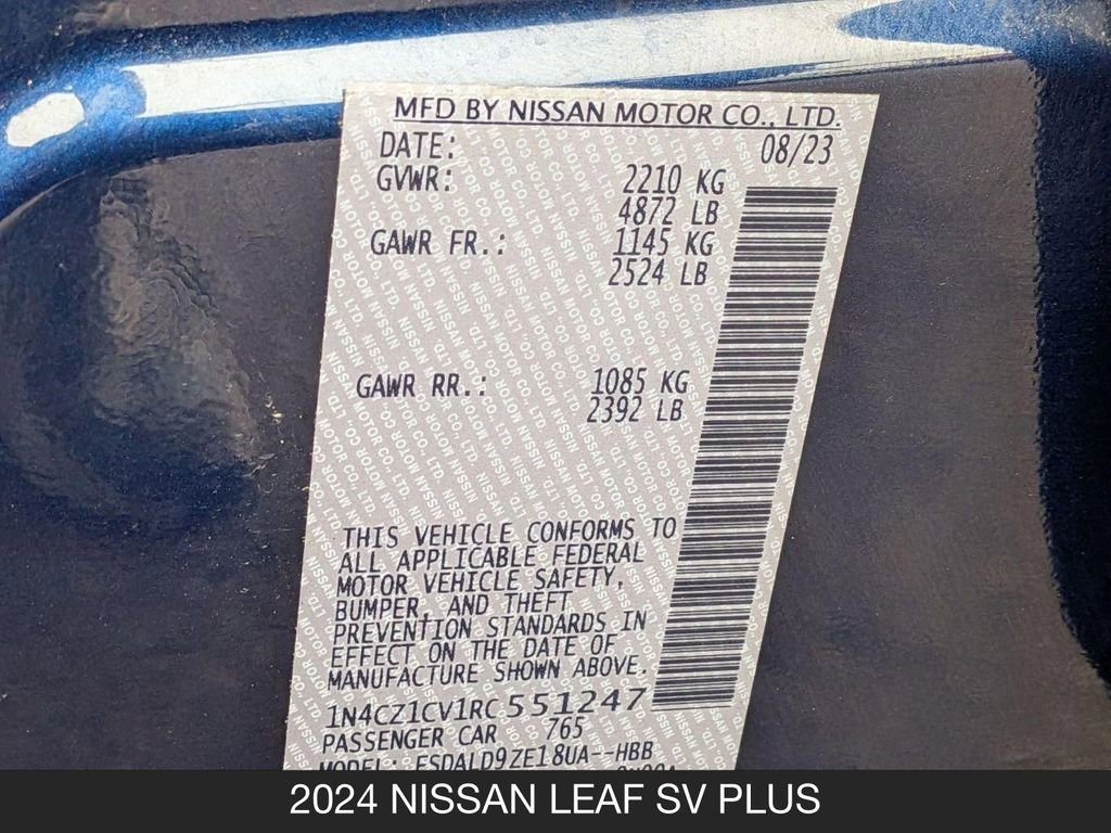 Certified 2024 Nissan Leaf SV Plus FWD image 25