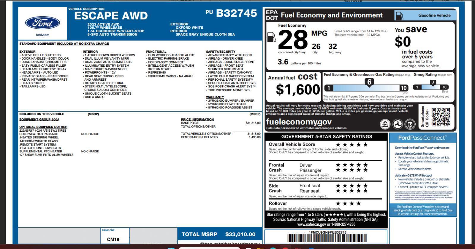 Used 2023 Ford Escape Active AWD/4WD image 4