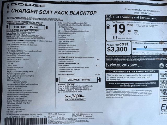 New 2026 Dodge Charger Scat Pack w/ Blacktop Package AWD/4WD image 30