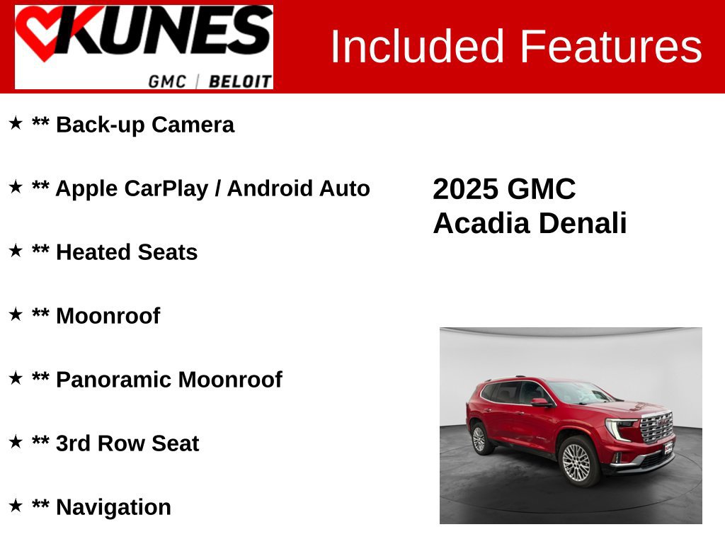 Used 2025 GMC Acadia Denali w/ LPO, Floor Liner Package AWD/4WD image 2
