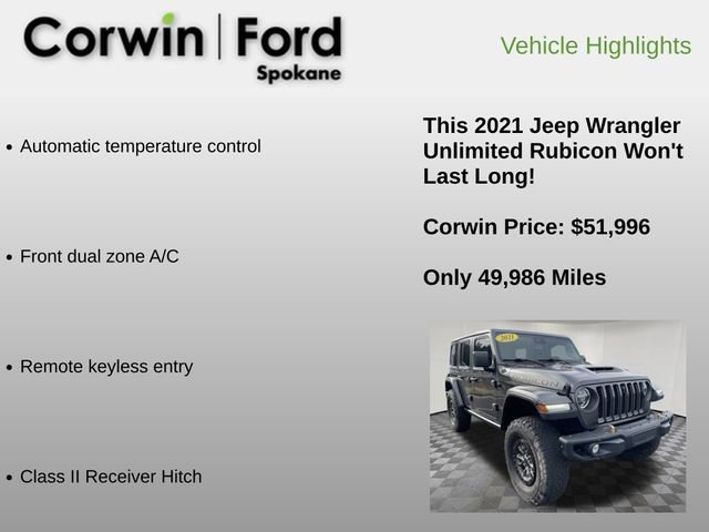 Used 2021 Jeep Wrangler Unlimited Rubicon w/ Trailer Tow Package image 18
