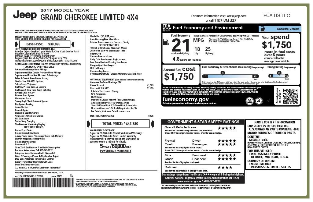 Used 2017 Jeep Grand Cherokee Limited AWD/4WD image 12