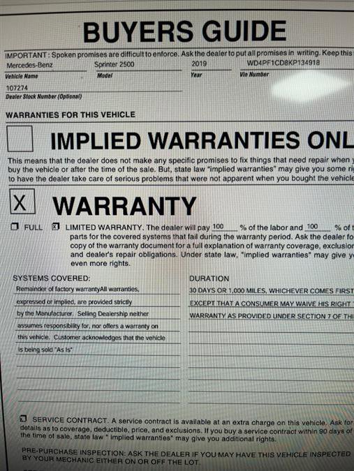 Used 2019 Mercedes-Benz Sprinter 170 image 8