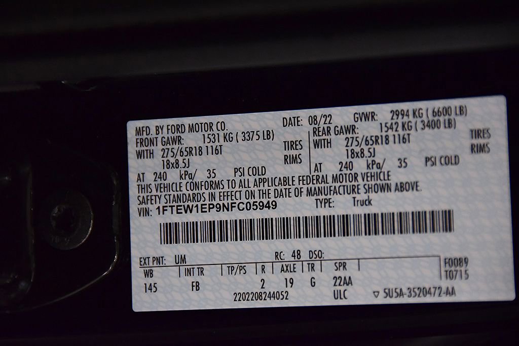 Used 2022 Ford F150 XLT w/ Equipment Group 302A High AWD/4WD image 18