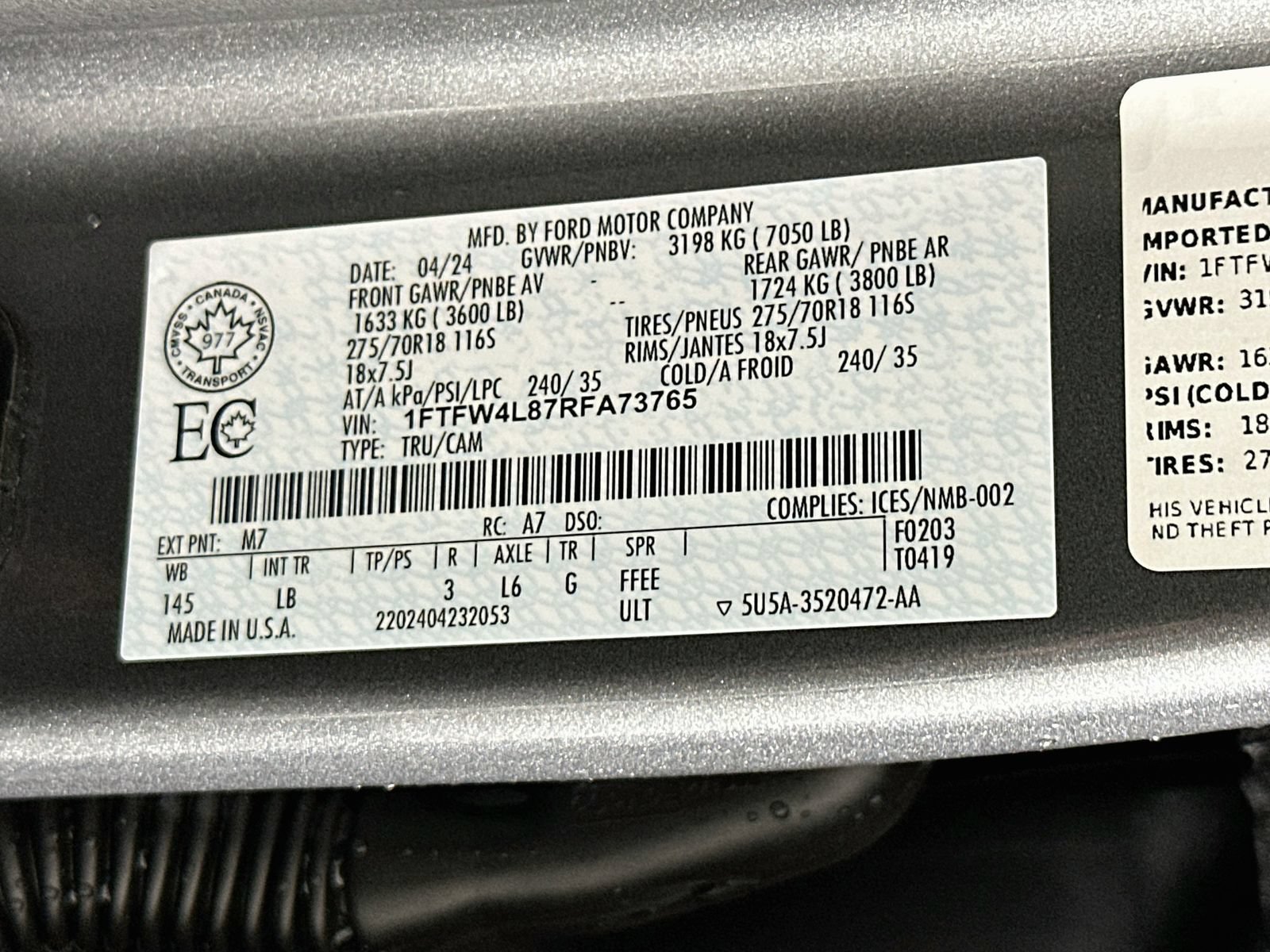 Used 2024 Ford F150 Tremor w/ Bed Utility Package AWD/4WD image 34