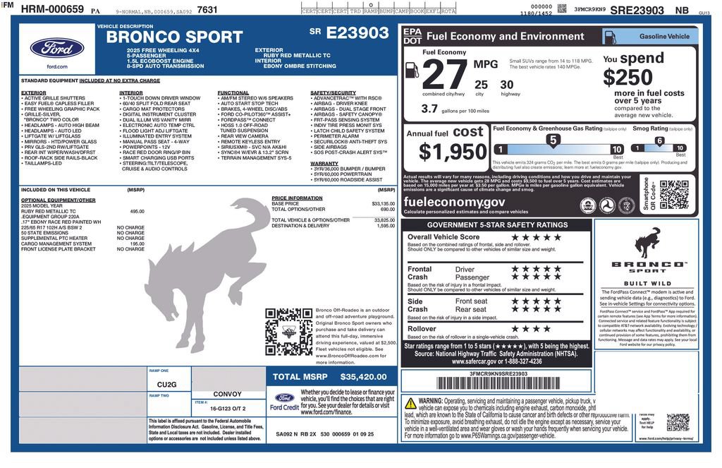 Used 2025 Ford Bronco Sport Free Wheeling AWD/4WD image 32