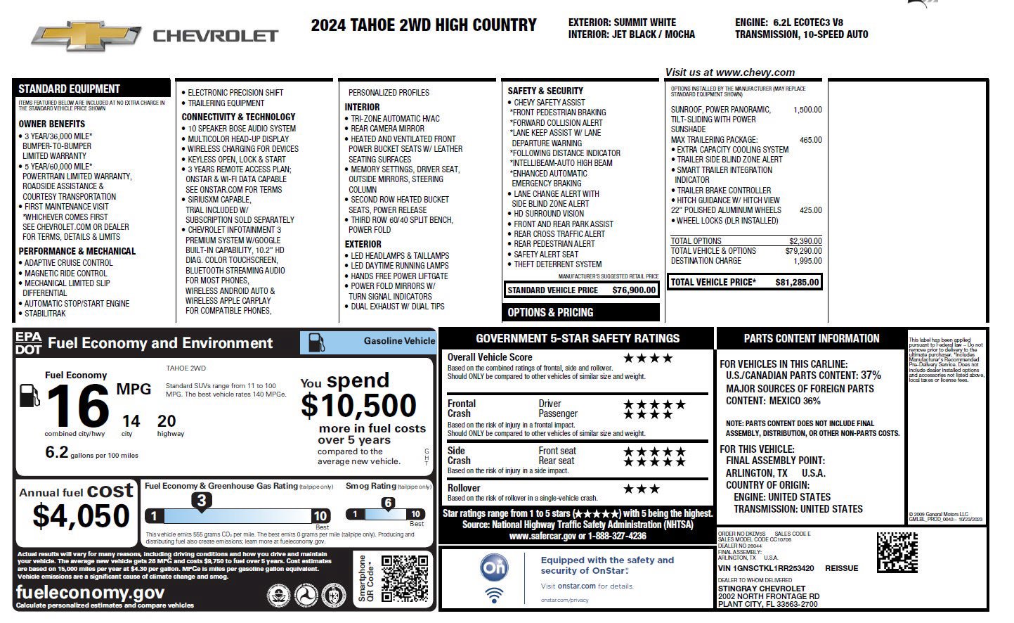 Used 2024 Chevrolet Tahoe High Country w/ Max Trailering Package RWD image 3