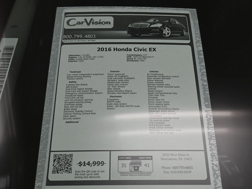 Used 2016 Honda Civic EX image 34