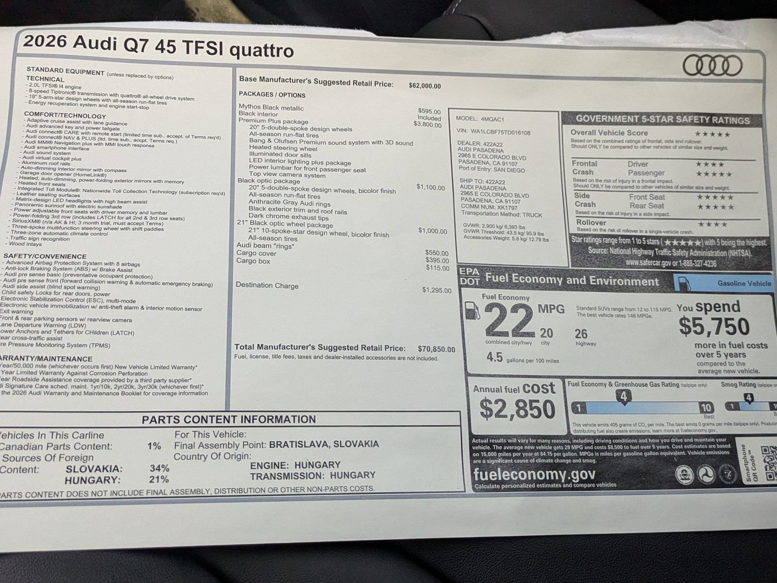 New 2026 Audi Q7 2.0T Premium Plus AWD/4WD image 18