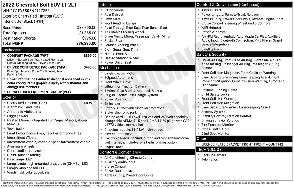 Certified 2022 Chevrolet Bolt EUV LT w/ Comfort Package image 34