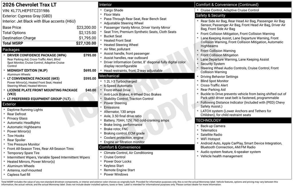 New 2026 Chevrolet Trax LT w/ Driver Confidence Package FWD image 4