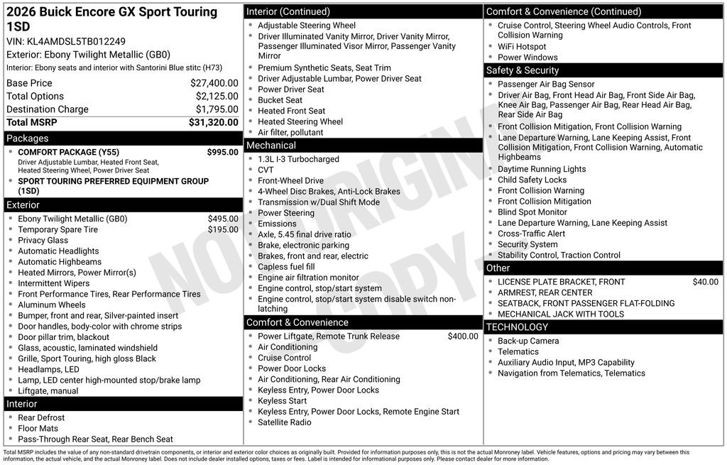 Used 2026 Buick Encore GX Sport Touring w/ Comfort Package FWD image 10
