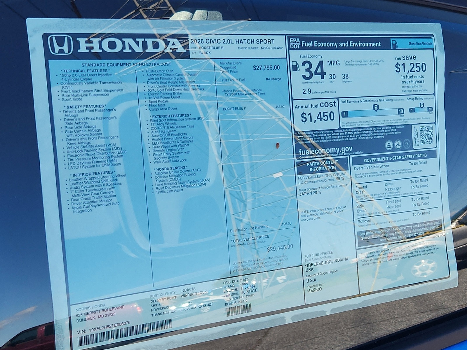 New 2026 Honda Civic Sport image 17