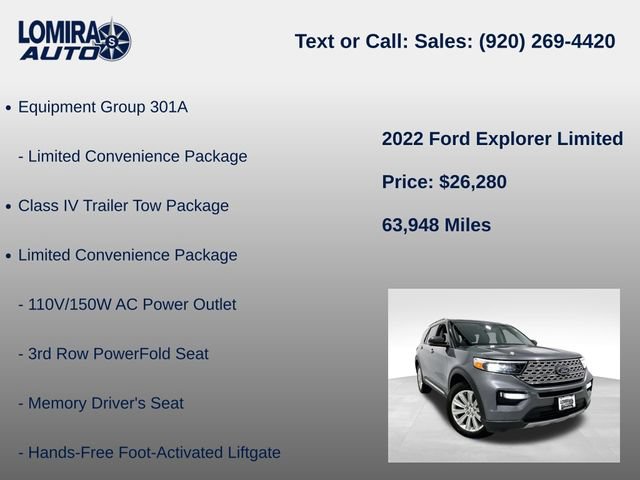 Used 2022 Ford Explorer Limited w/ Class IV Trailer Tow Package AWD/4WD image 8