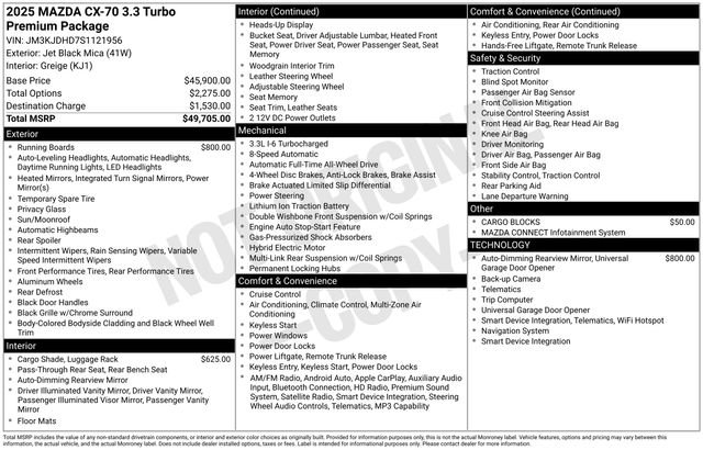 Used 2025 MAZDA CX-70 3.3 Turbo w/ Premium Package