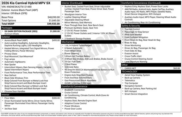 New 2026 Kia Carnival SX w/ SX Dark Edition Package image 30