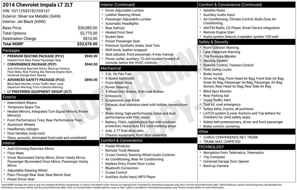 Used 2014 Chevrolet Impala LT w/ Premium Seating Package image 4