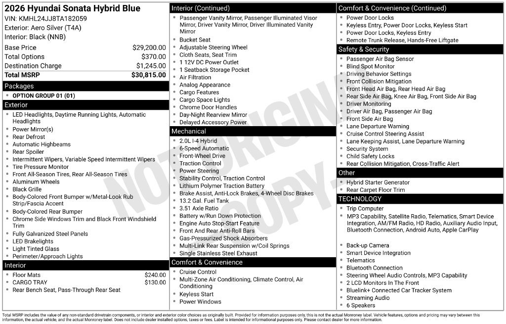 New 2026 Hyundai Sonata Blue FWD image 2