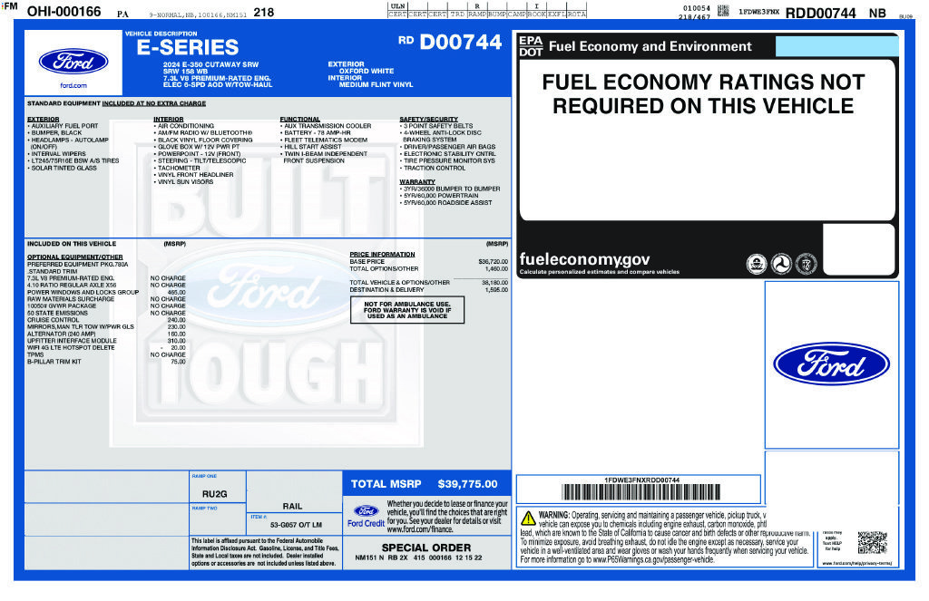 Used 2024 Ford E-350 and Econoline 350 Super Duty w/ Power Windows & Locks Group RWD image 4