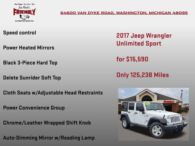 Used 2017 Jeep Wrangler Unlimited Sport w/ Quick Order Package 24S image 30