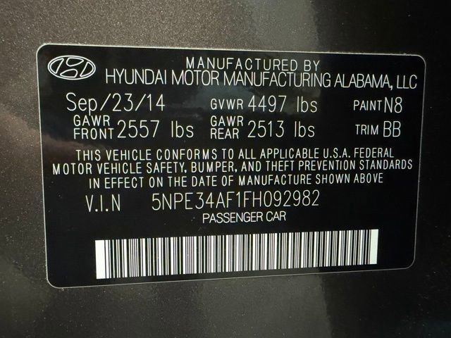 Used 2015 Hyundai Sonata Limited w/ Option Group 06 FWD image 34