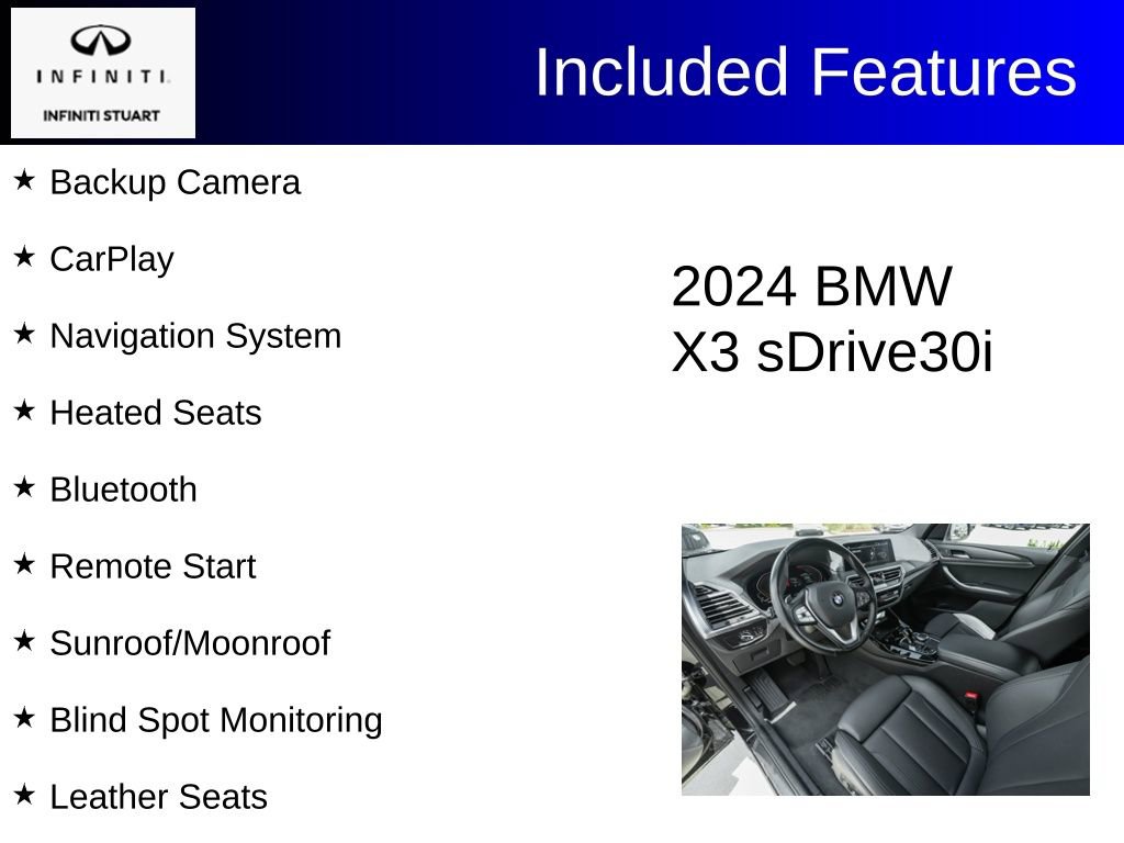 Used 2024 BMW X3 sDrive30i w/ Convenience Package w/ZPA image 2