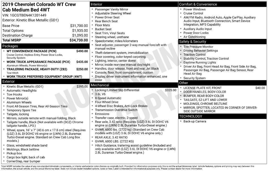 Used 2019 Chevrolet Colorado W/T w/ WT Convenience Package AWD/4WD image 59