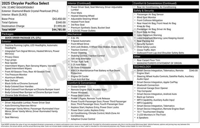 Used 2025 Chrysler Pacifica Select FWD image 6