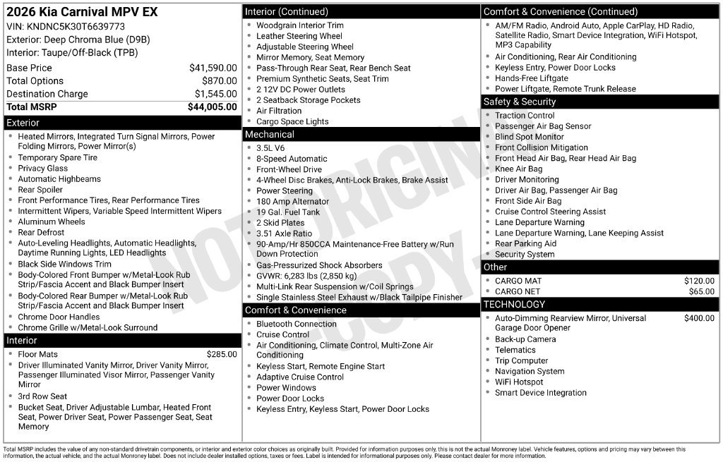 New 2026 Kia Carnival EX FWD image 5