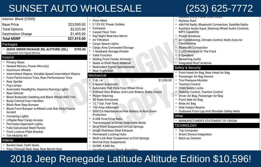 Used 2018 Jeep Renegade Altitude AWD/4WD image 34