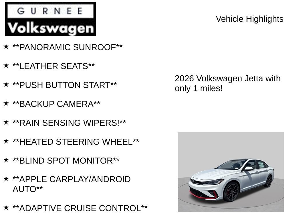 New 2026 Volkswagen Jetta GLI Autobahn FWD image 8