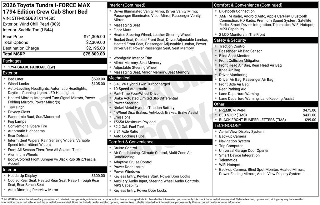 New 2026 Toyota Tundra 1794 Edition AWD/4WD image 7