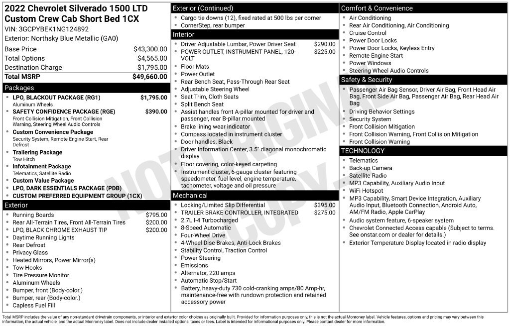 Used 2022 Chevrolet Silverado 1500 Custom w/ LPO, Blackout Package AWD/4WD image 27