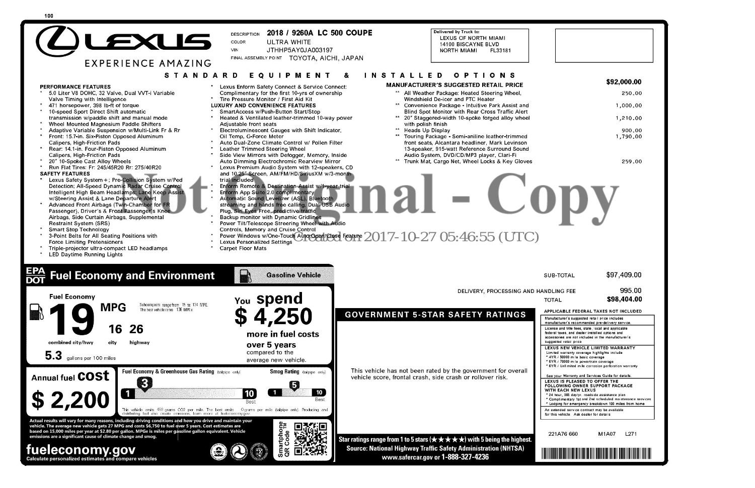 Used 2018 Lexus LC 500 Coupe w/ Touring Package image 5