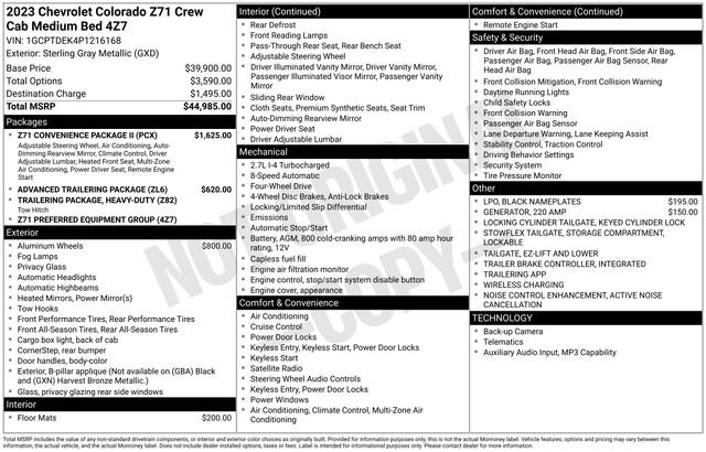 Certified 2023 Chevrolet Colorado Z71 w/ Z71 Convenience Package 2 AWD/4WD image 6