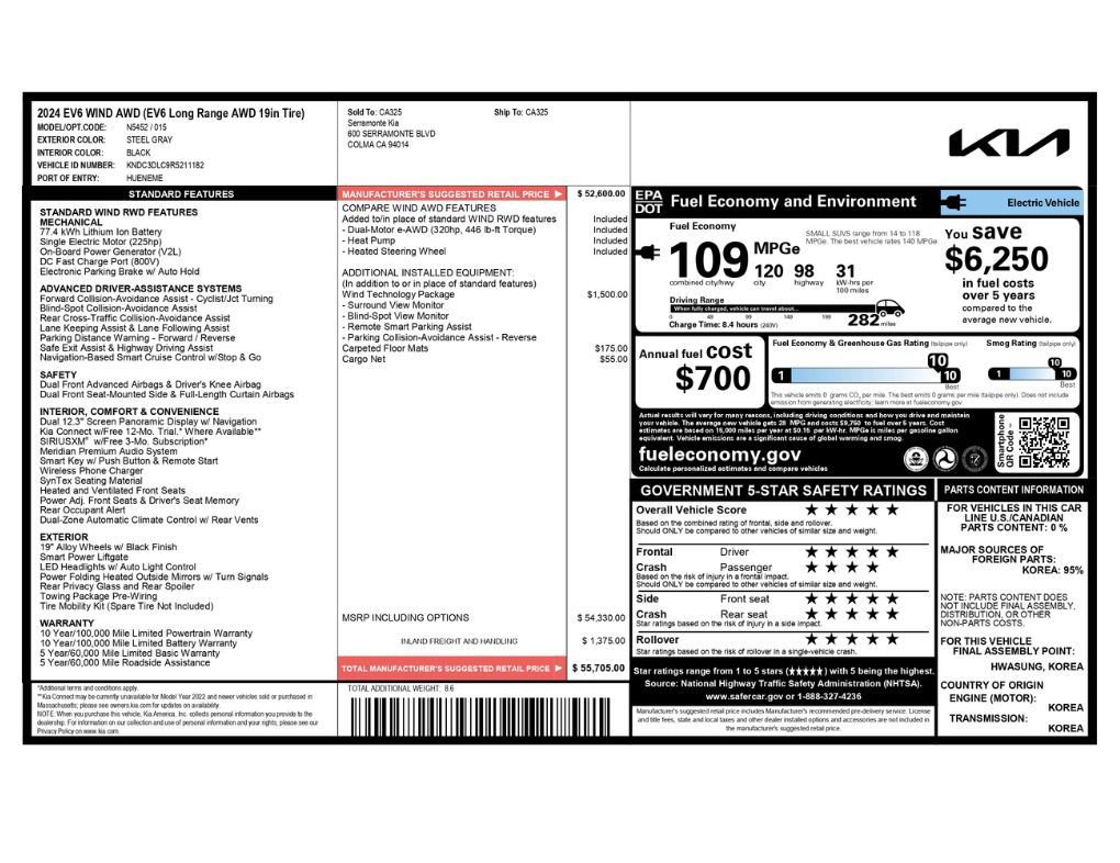 Used 2024 Kia EV6 Wind w/ Wind Technology Package image 2